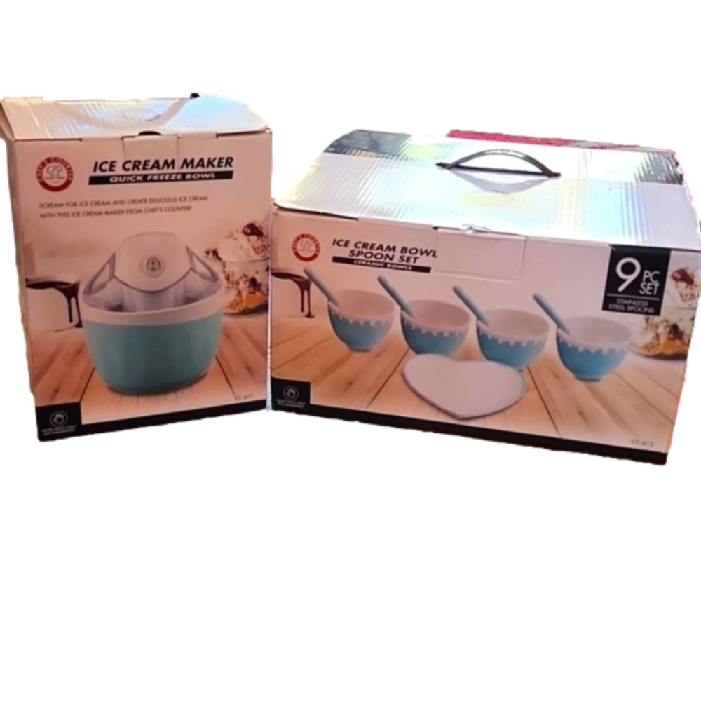 NEW Ice Cream maker & bowl spoon set